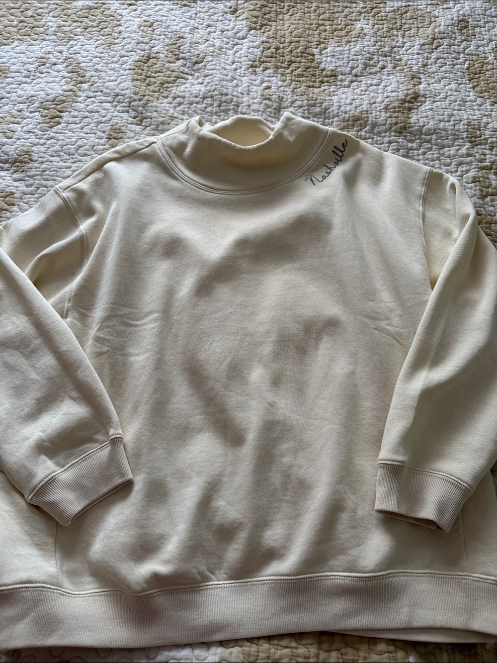 Womens Cream Mock Neck Sweater - Nashville